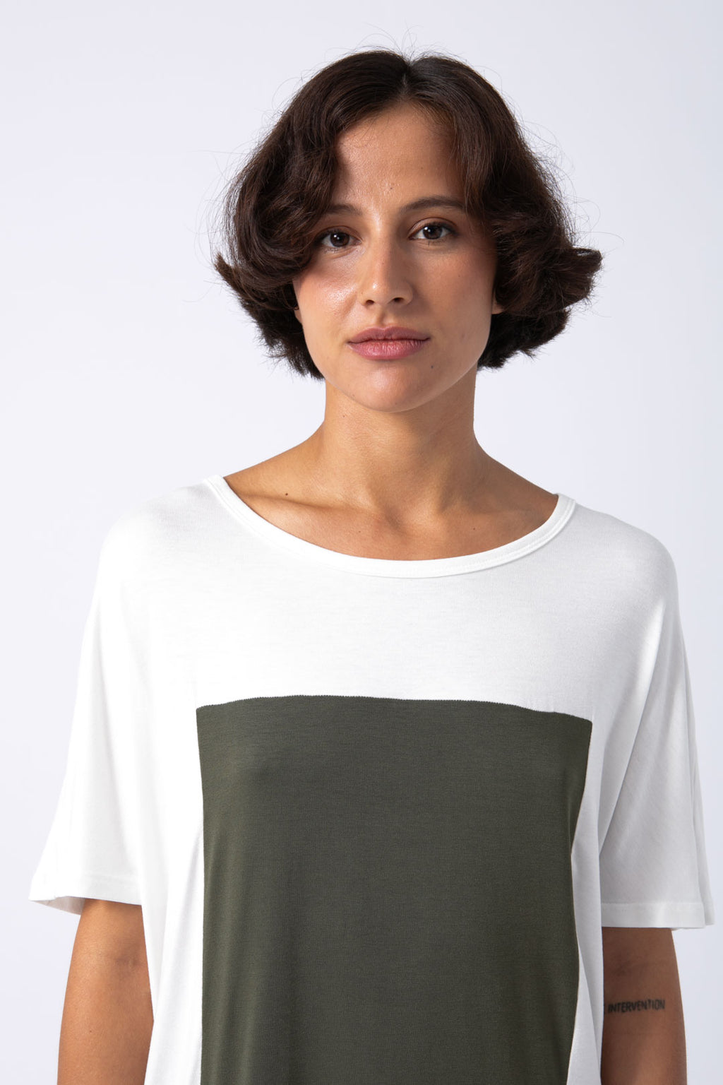 Camiseta Quadrilateral blanca - verde