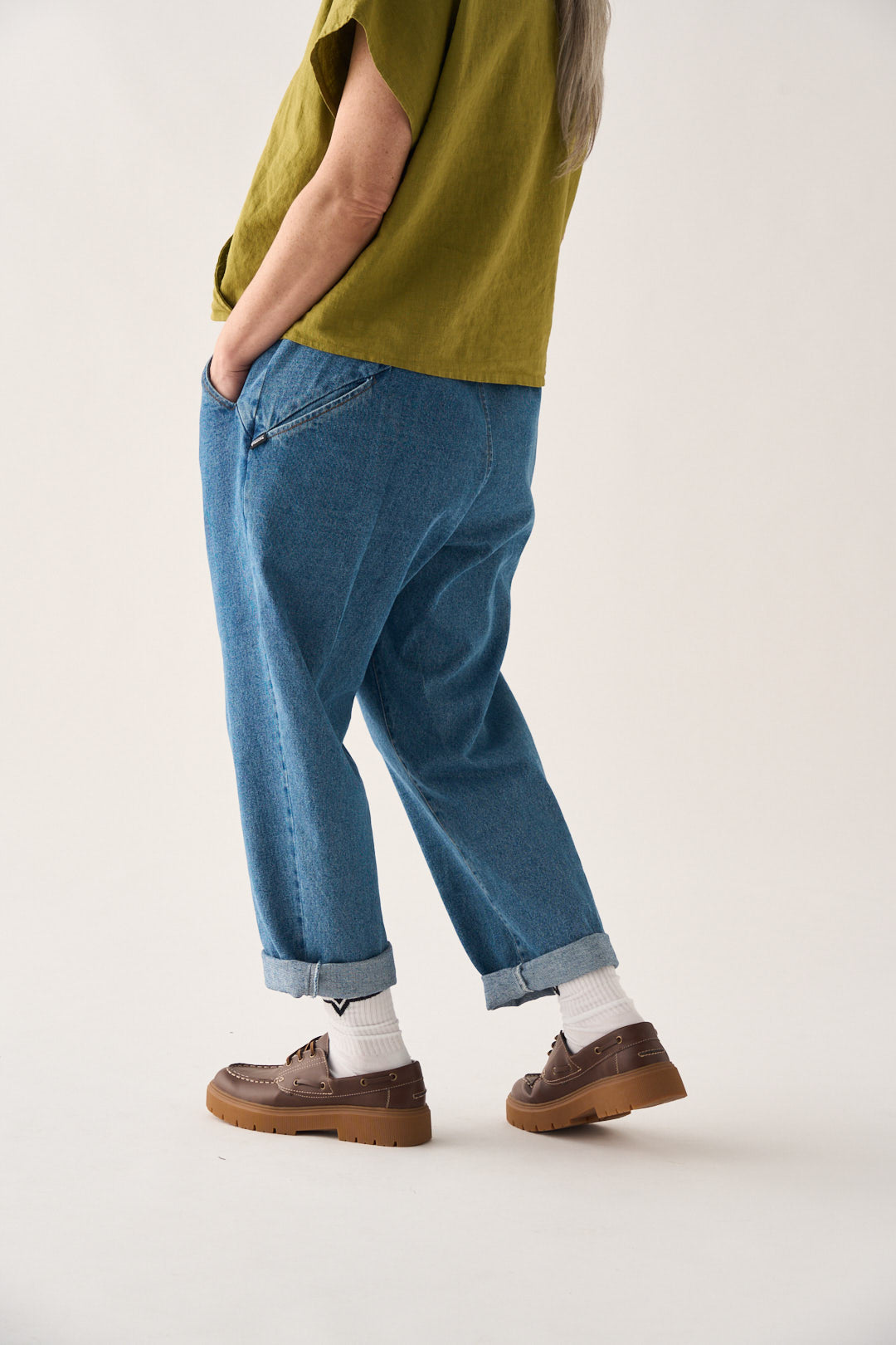 Origami denim pants