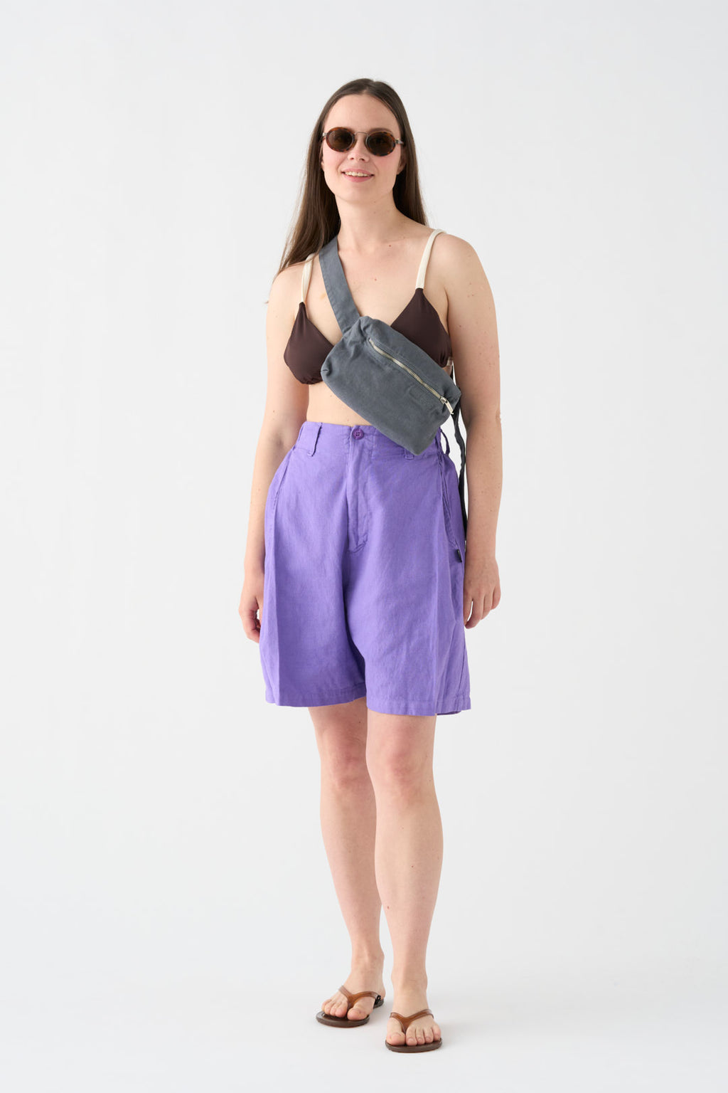 Lilac wide Bermuda shorts
