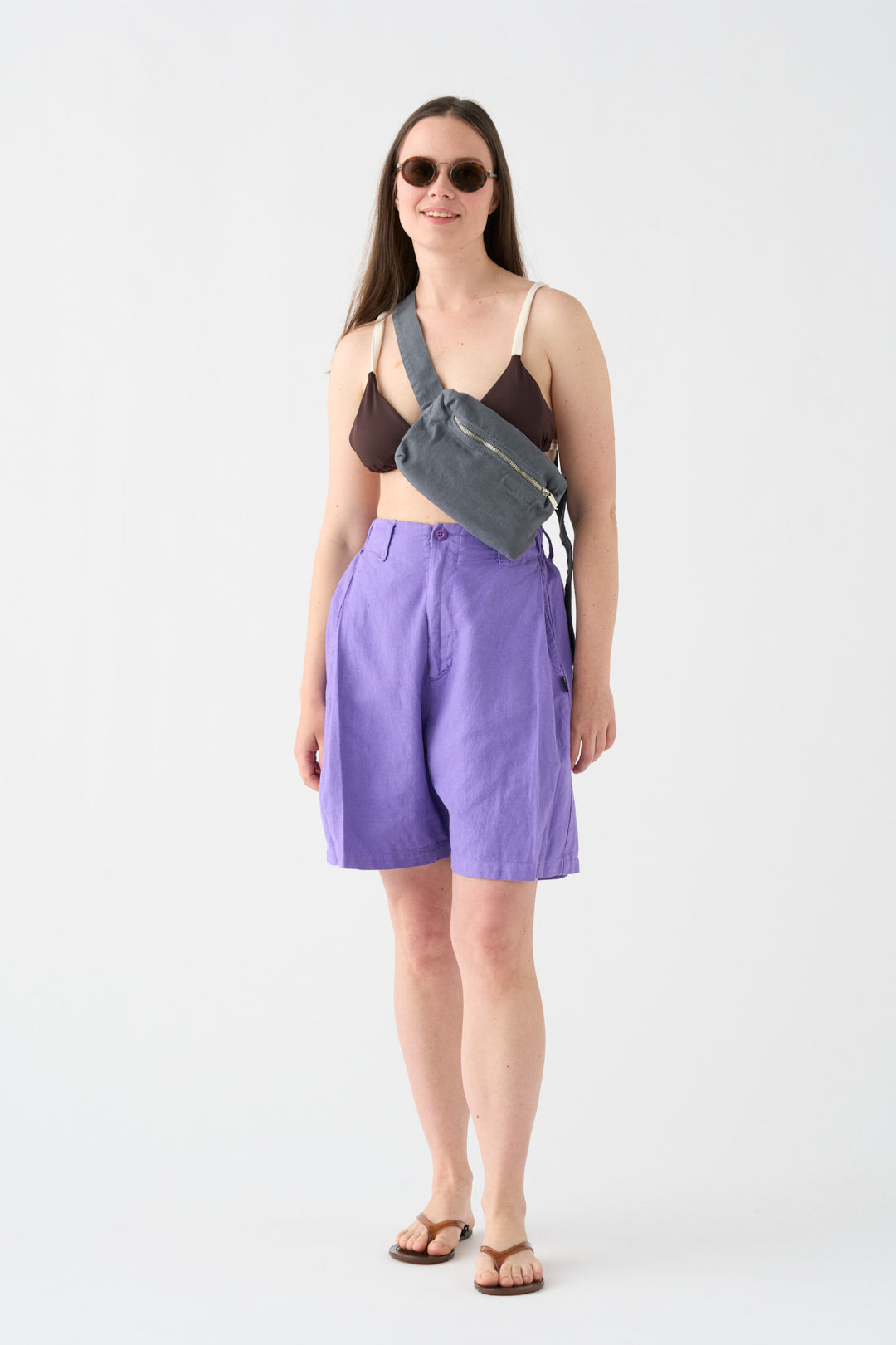 Lilac wide Bermuda shorts