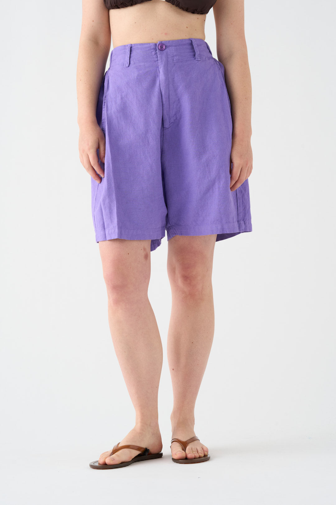 Lilac wide Bermuda shorts