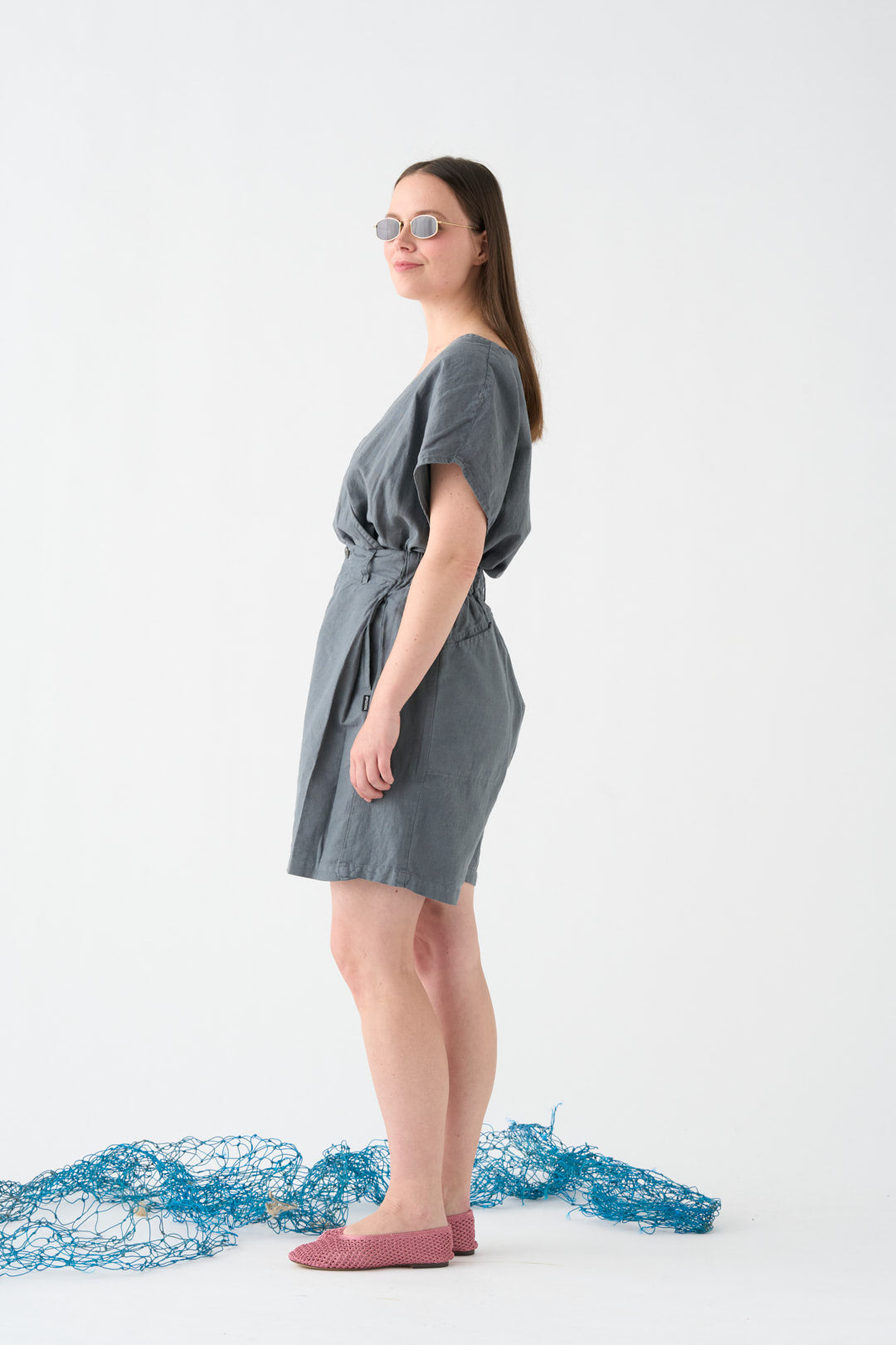 Wide grey Bermuda shorts