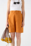 Wide orange Bermuda shorts