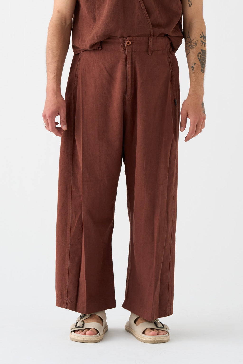 Chocolate wide-leg trousers