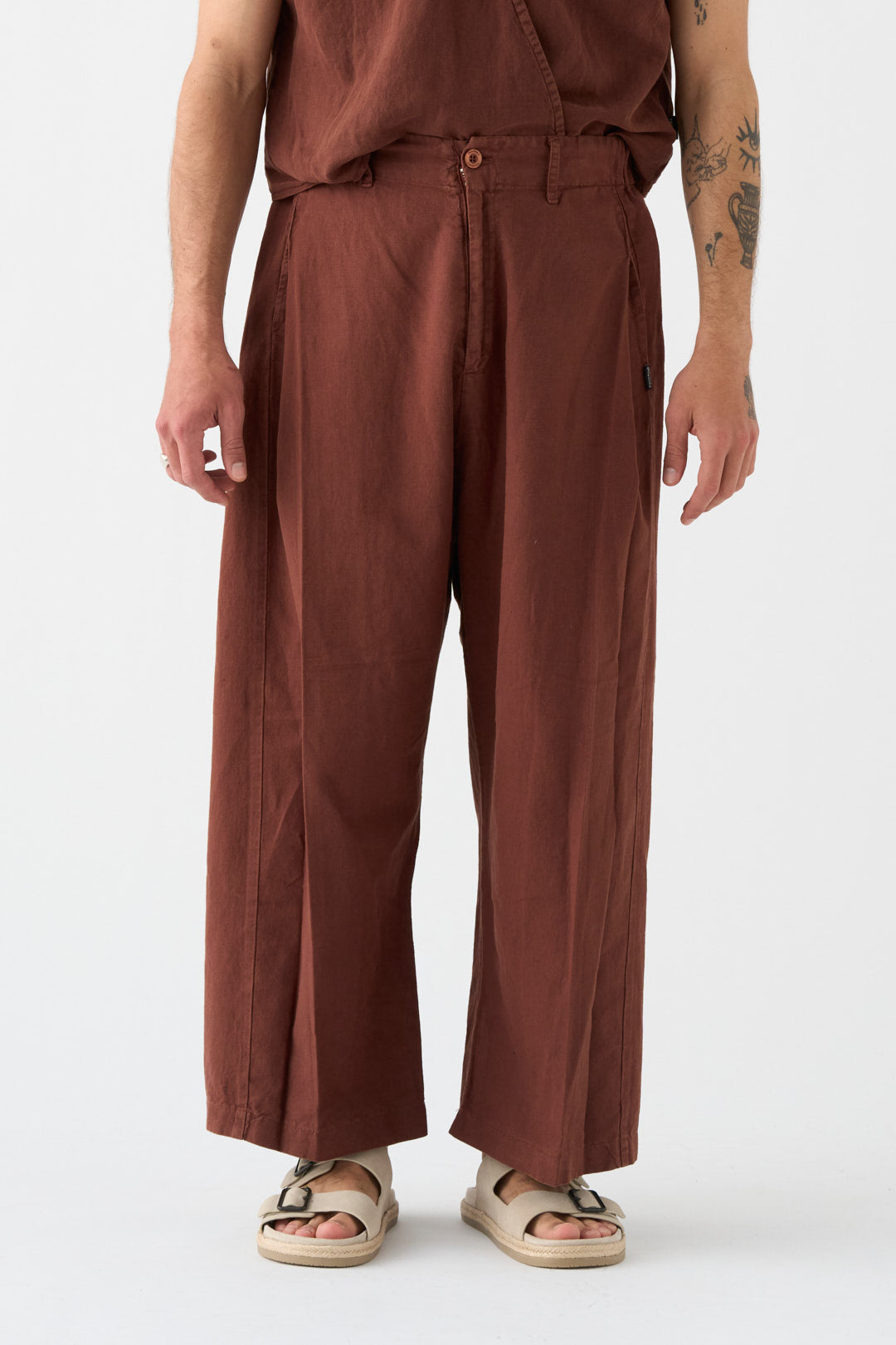 Chocolate wide-leg trousers