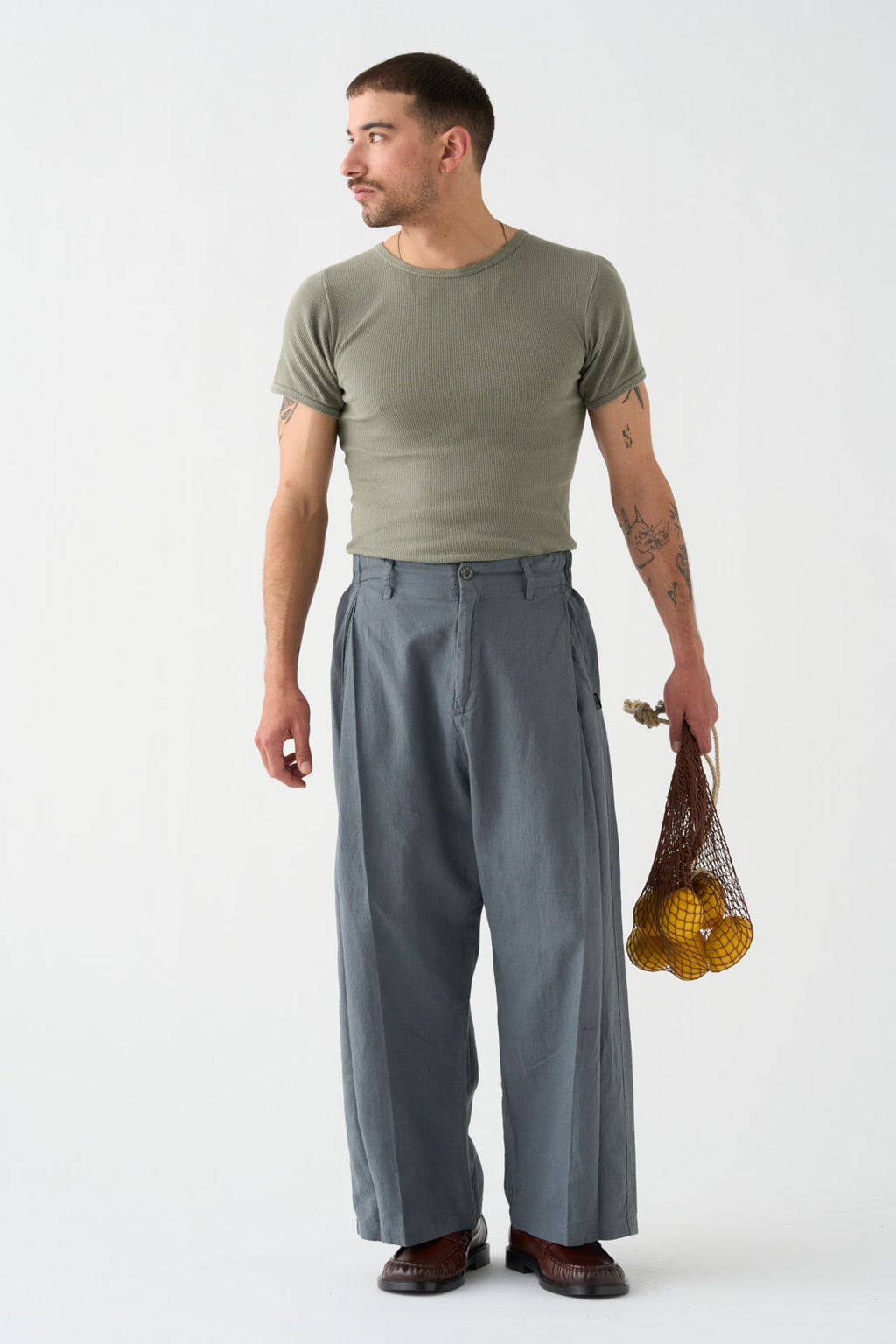 Gray wide-leg pants
