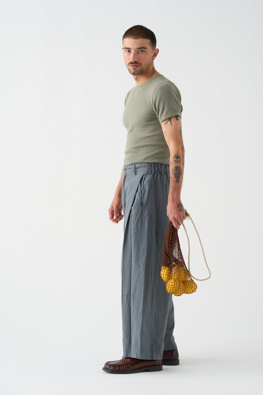 Gray wide-leg pants