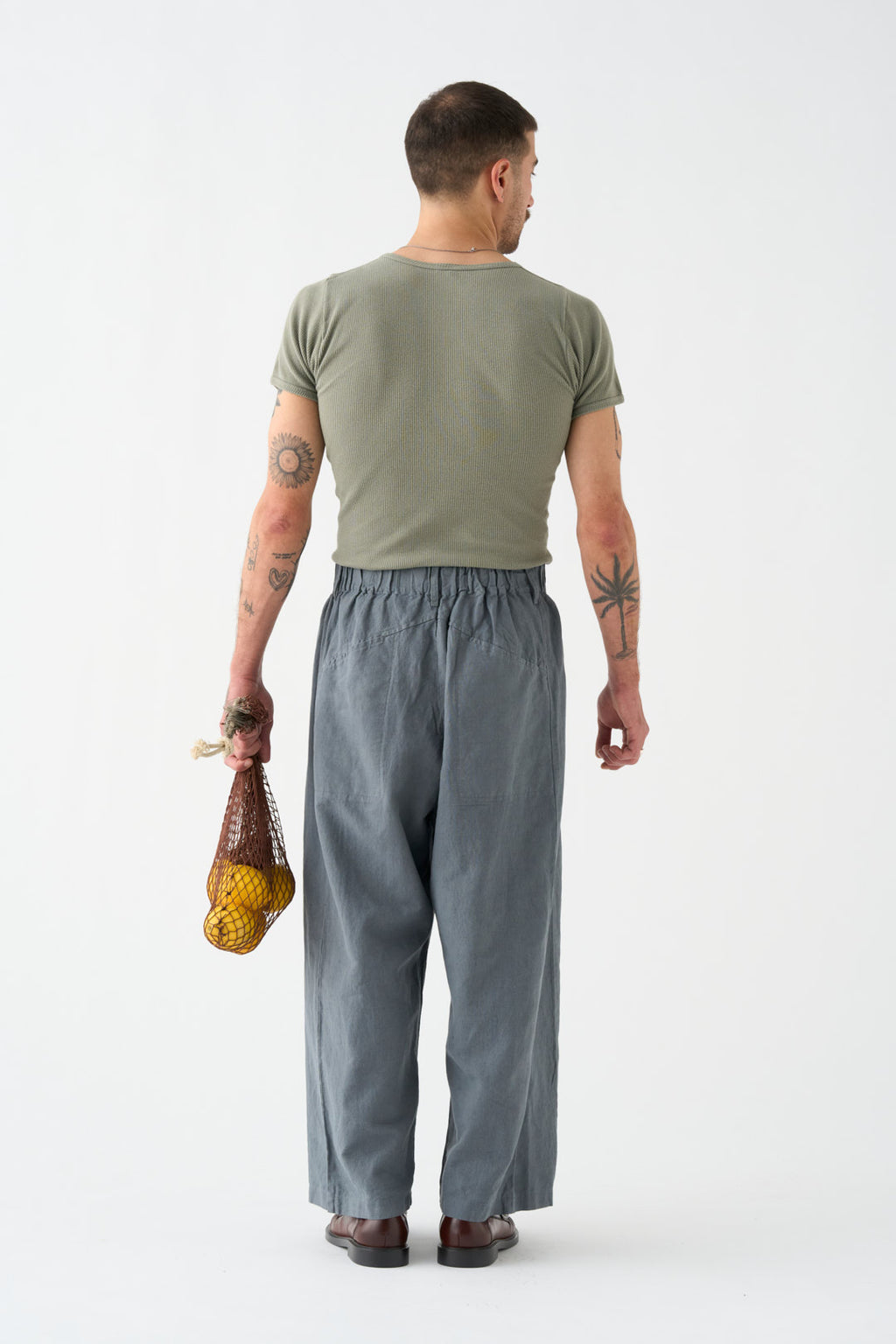 Gray wide-leg pants