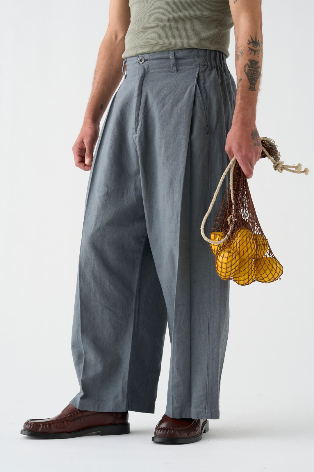 Gray wide-leg pants