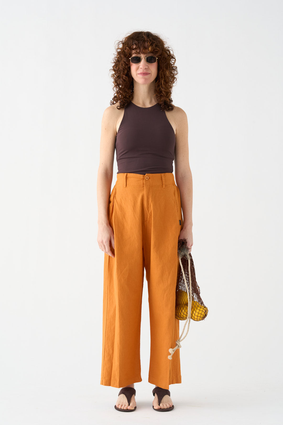 Orange wide-leg pants