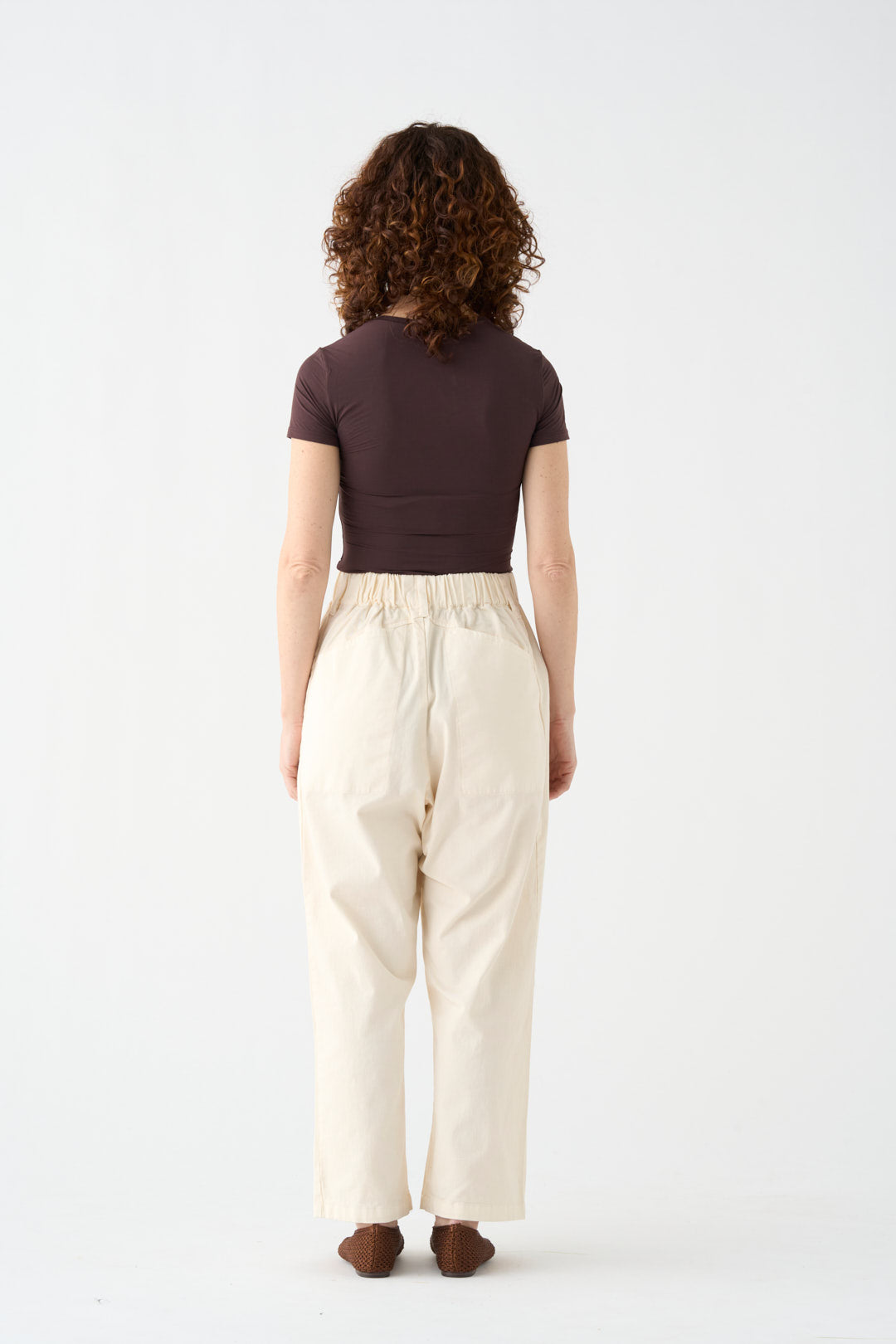 Natural wide-leg pants