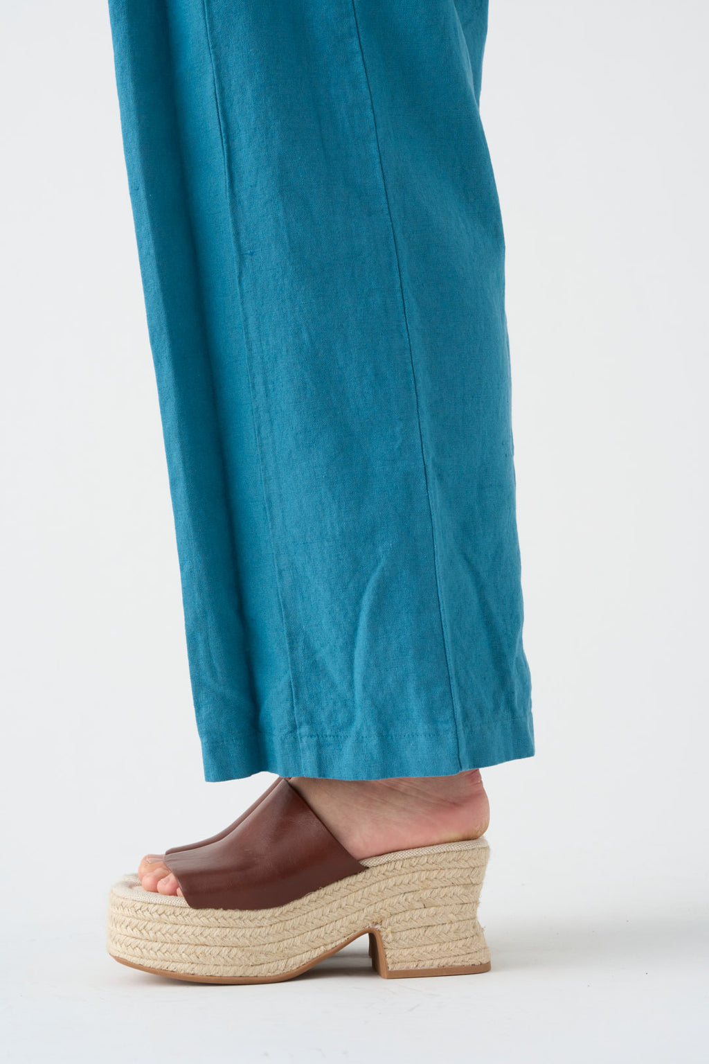 Petroleum wide-leg pants