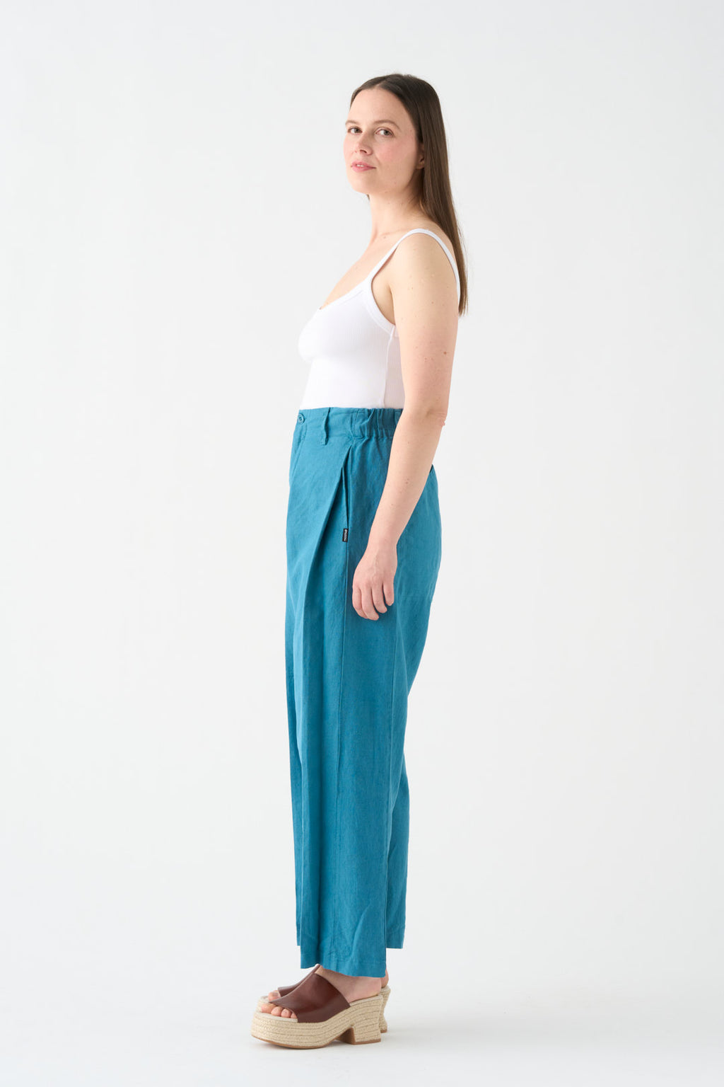 Petroleum wide-leg pants