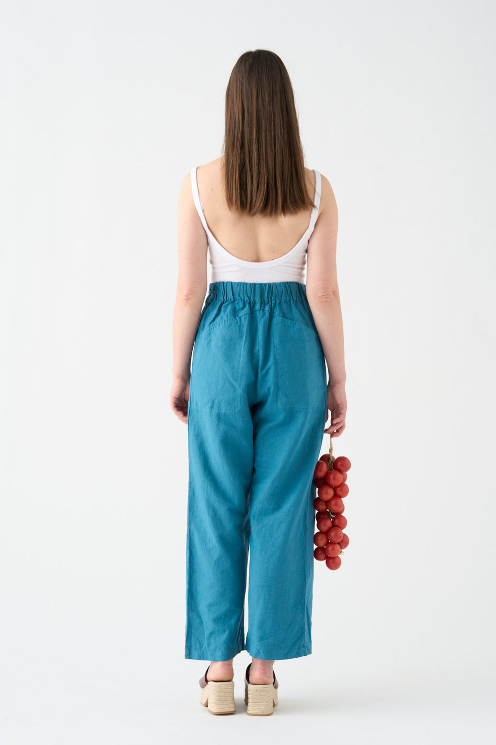 Petroleum wide-leg pants