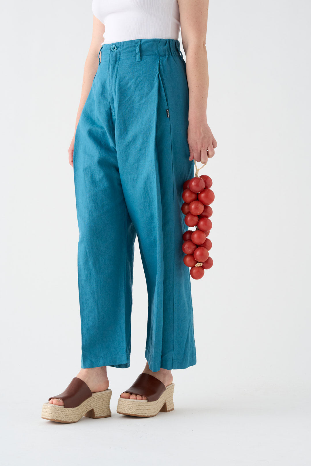 Petroleum wide-leg pants