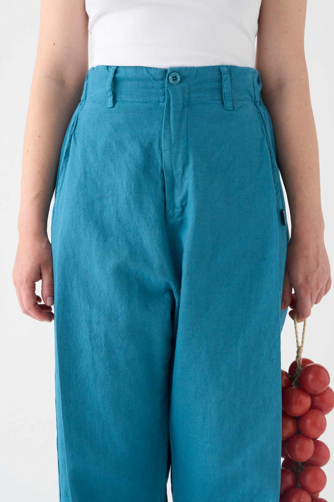 Petroleum wide-leg pants